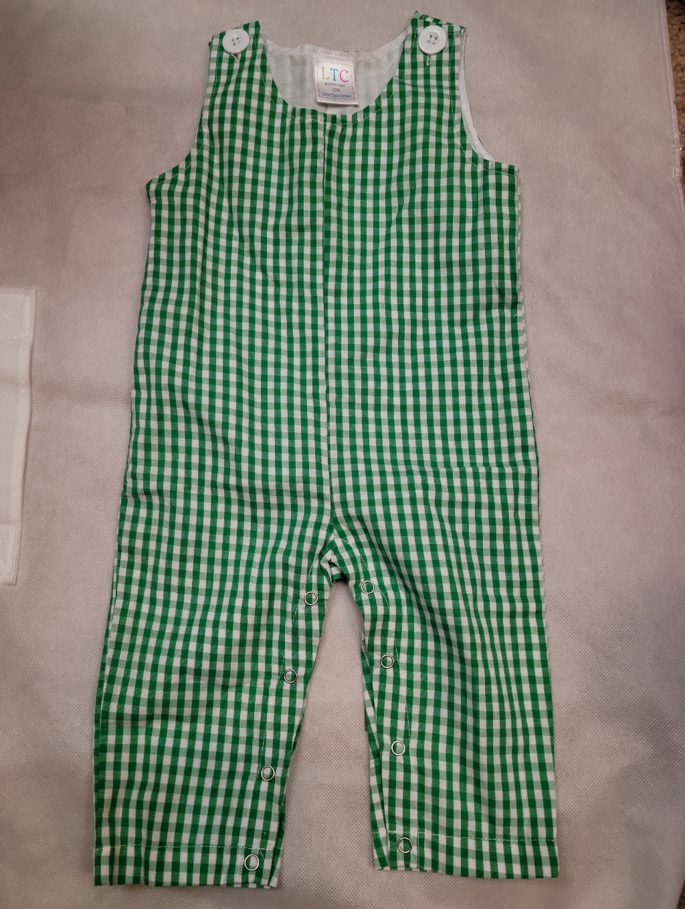 NEW Love That Cotton 12m Green Gingham Longall